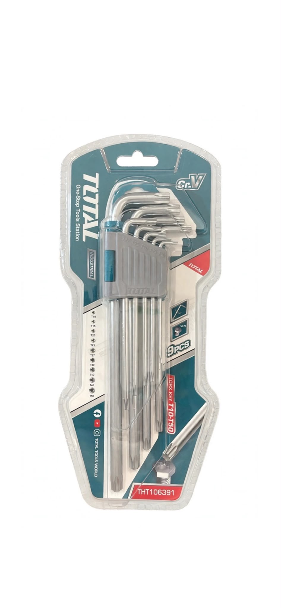 SERIE 9 CHIAVI MASCHIO PIEGATE PER VITI CON IMPRONTA TORX®